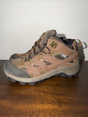 Merrell MOAB 2 Mid Brown Waterproof Lace Up Hiking Boot Size 2W Boys MK261204